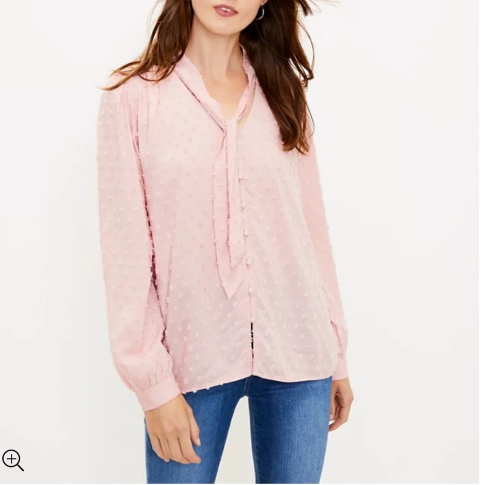 LOFT Clip Bow Blouse Size L